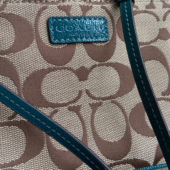 NWT Coach F51775 Park Signature Small Wristlet Bag in Khaki/Lagoon - Picture 9 of 9